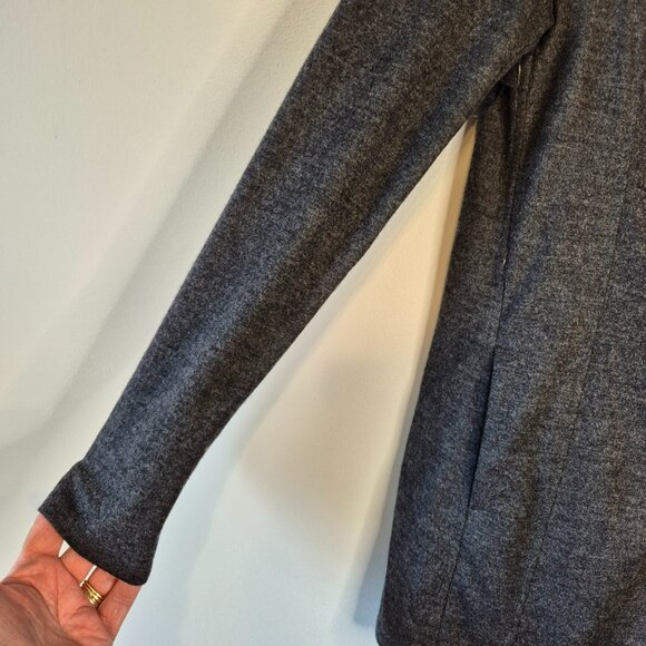 Club Monaco 100% Wool Grey Assymetric Zippered Wrap Sweater - Picture 5 of 14